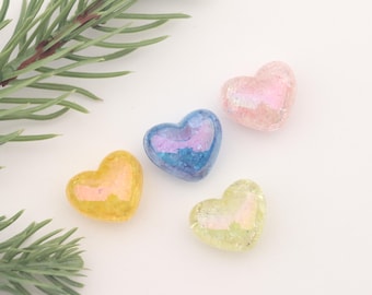 Transparent Ice Crack Heart Acrylic Beads,Colorful Heart Shaped Beads,DIY Jewelry Making Supply,Craft Accessory for Earrings Necklaces A0284