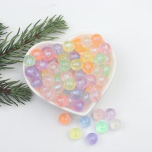 20PCS Wholesale Glitter Light Color Round Beads 10mm,Mixed Pastel Acrylic Beads,Sparkling Finish for DIY Jewelry Making Craft Supplies BE276