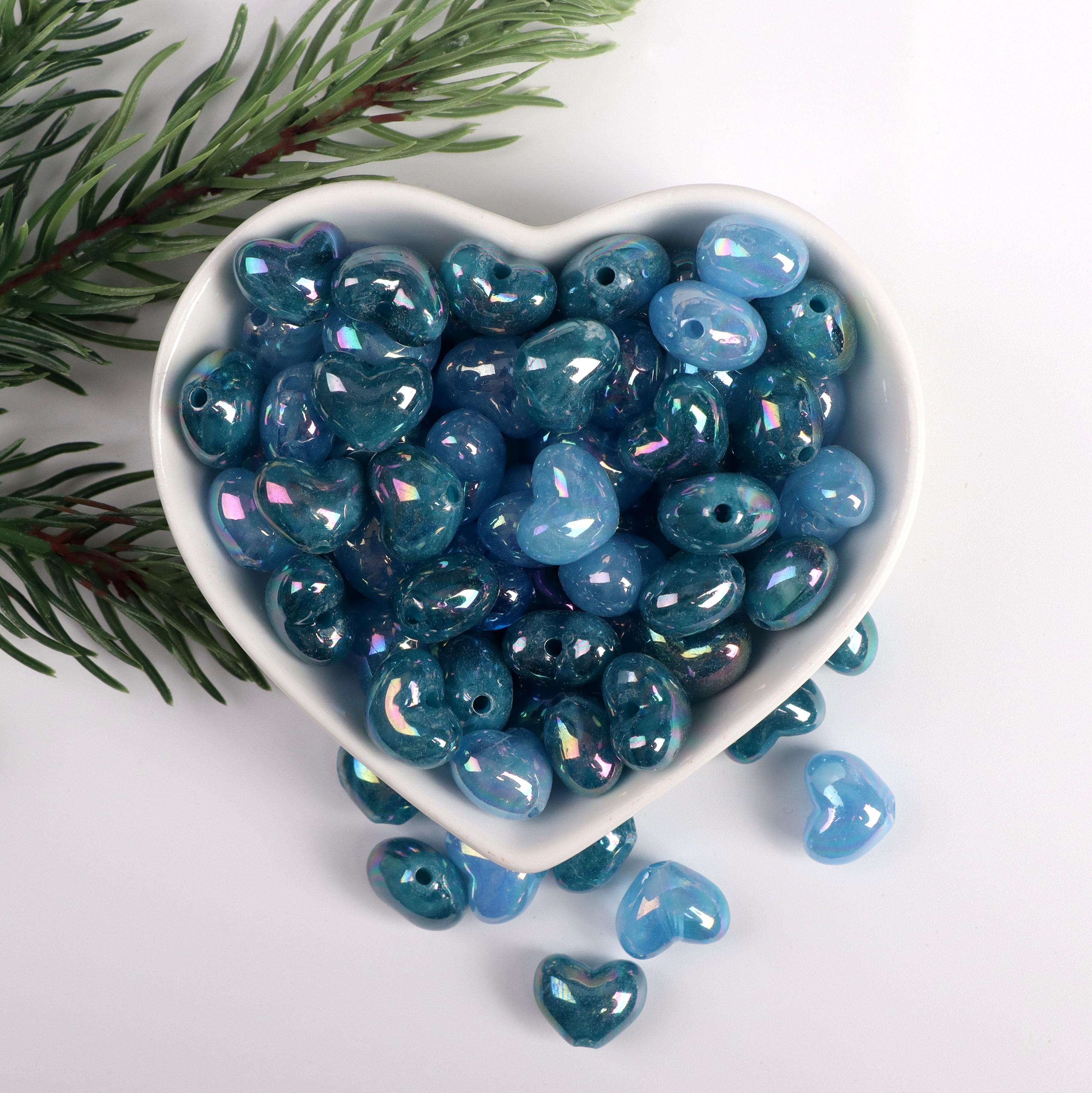 30PCS Dark Blue Heart Assorted Bead Color Mixing Bead 13mm