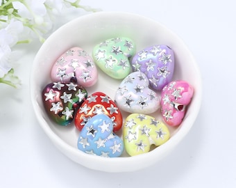 Mixed color Valentine's Day heart-shaped beads,Colored Acrylic Heart star Beads,DIY Pendant Necklace Jewellery Making A0340
