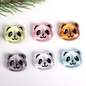 Cuentas de colores con forma de cabeza de panda de 24 mm, cuentas transparentes, cuentas de resina, cuentas de panda lindas multicolores, accesorios para hacer joyas BE088