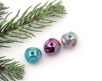 Glitter Meteorite Acrylic Beads: Pearlized Jewelry Making Supplies,Round Sparkling Colorful Beads Bright Craft Beads Accessory A0218