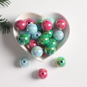 Solid Color Round Beads 15MM,Shiny plating acrylic Beads,Multicolor Loose Beads,chunky beads,Charm Bead for Keychain,DIY materials BE036