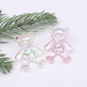 Colored Acrylic Teddy Bear Bead Pendant,Cute Transparent Bear Beads for DIY Keychains,Phone Charms,Jewelry Making Craft Accessories BE253