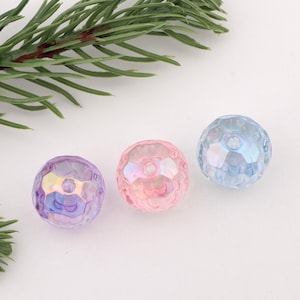 Transparent Faceted Round Acrylic Beads,Clear Football Beads,Colorful Multi-Faceted Acrylic Bead for Jewelry Making,DIY Craft Supplies BE296