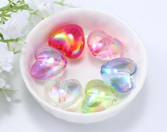 Mixed color Valentine's Day heart-shaped beads,Colored transparent Acrylic Heart Beads,DIY Pendant Necklace Supply Item A0337