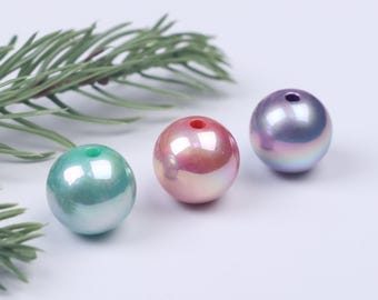 Colored Acrylic Imitation Pearl Beads,Round Pearlescent Beads for Jewelry Making, DIY Craft Supplies,Elegant Beads for Jewelry A0155