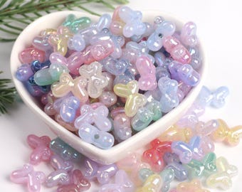 100PCS Mini Butterfly Bead Colorful Bead 8mm,Colorful Acrylic Small Butterfly Beads,Mixed Bead Accessories,Bead Soup,DIY NeacklaceA0283