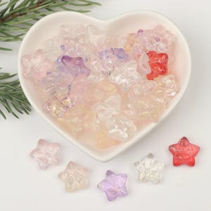 Clear Glass Star Beads 14mm,Star Beads With Bowknot,Jewelry Drop Bead,Jewelry Making Supply,Star Bead Mix,Wholesale Beads BE182