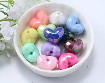 Mixed Color Valentine's Day heart-shaped beads,Acrylic Heart Solid-colored solid beads,DIY Pendant Necklace Supply Item A0346