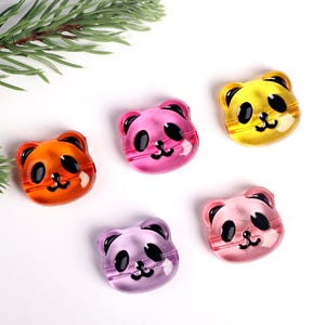 Cuentas de colores con forma de cabeza de panda de 24 mm, cuentas transparentes, cuentas de resina, cuentas de panda lindas multicolores, accesorios para hacer joyas BE088