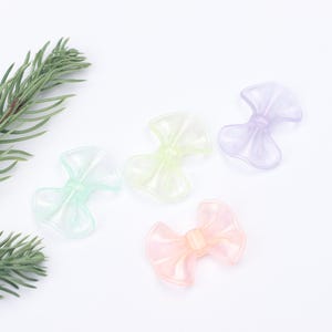10PCS Translucent Glitter Bow Acrylic Bead,Lime Green,Lightweight Sparkling Bow Bead for DIY Jewelry,Phone Case,Keychain,Craft Project BE259
