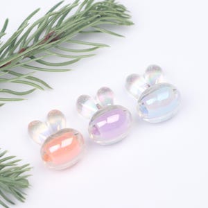 Perles acryliques transparentes en forme de tête de lapin, perles de lapin remplies pour bijoux à faire soi-même, chaînes de téléphone, bracelets, collier, accessoires pour cheveux, perles d&#39;animaux BE250
