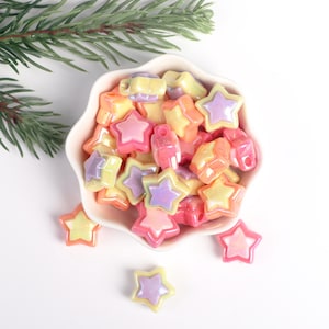 Candy Colored Style Two-tone acrylic star beads,Solid color acrylic pen beads,Star Beads For Jewelry Making,Pink Beads,Beads GiftBE059