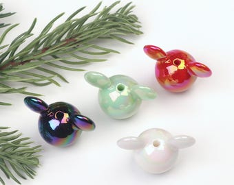 Bunte zwei Ohren Kugel Perle, bunte Maus Kopf Perle Zubehör 23 mm, Cartoon Kopf Perlen Versorgung, Pen Besds Zubehör, DIY Armband A0065