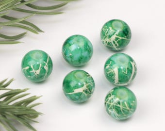 Green Painted Glass Round Bead 10MM,Artcraft Beads,Handmade Gradient Painted Beads,Baking Painted Beads Supplies,Wholesale Beads A0271