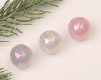 Acrylic Light Colored Butterfly Print Round Beads 16MM,White Butterfly Printed Bead,Smooth Round Bead With White Butterfly A0038