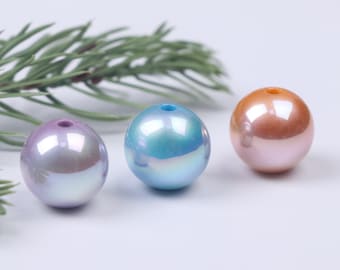 Colored Acrylic Imitation Pearl Beads – Shiny Pearlescent Beads for DIY Jewelry, Craft Projects, Earrings, Necklaces & BraceletsA0155