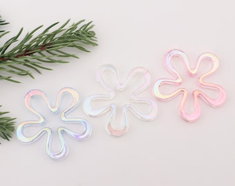 Transparent Large Flower Acrylic Pendant Beads,Hollow Floral Beads for Jewelry Making Supplies,Colorful Clear Acrylic Flower Beads BE295