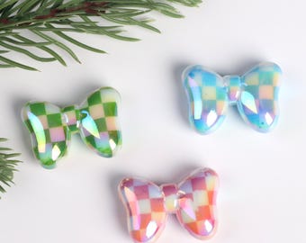 Bowknot Chess Board Beads,Acrylic Colorful Bubblegum Bows Beads,Multicolor Cute Beads,Bowknot Beads for Decoration Crafting BE105