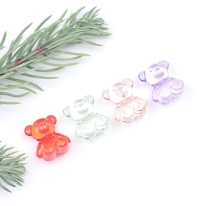 20PCS Transparent Acrylic Cute Bear Beads,Colorful Bear Charms for Jewelry Making,DIY Necklace,Bracelet,Phone Strap,Kawaii Craft SupplyBE262