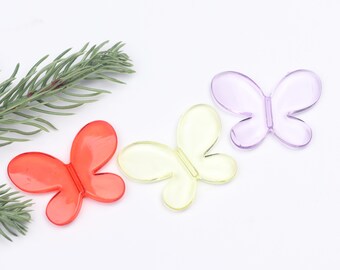 Transparent Butterfly Shaped Acrylic Beads,Colorful Pastel Butterfly Beads for DIY Jewelry,Bracelets,Hair Accessories,Phone Chains A0185