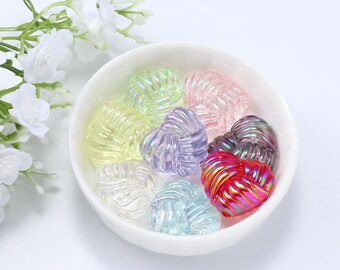 Mixed Color Twisted Acrylic Heart Beads, DIY Jewelry (20.5x22mm)