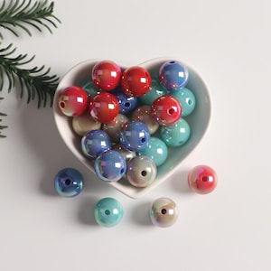Shiny plating acrylic Beads 15MM,Solid Color Round Beads,Multicolor Loose Beads,chunky beads,Charm Bead for Keychain,DIY materials BE036
