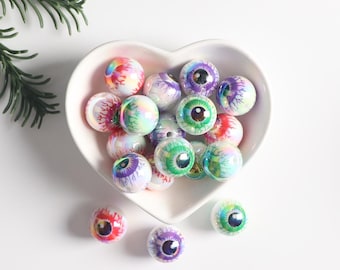 Halloween Eye Bead 15 MM,UV Bubblegum Acrylic Beads,Eyeball Round bead,Scary bead,Halloween Element Design,Pen beads pendent material A0030