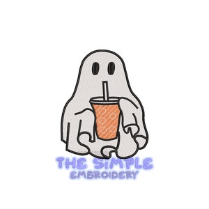 Ghost Drinking Embroidery Design | Halloween Ghost | Spooky | Instant Download | Pes
