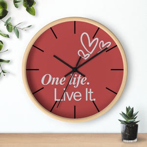 Wall Clock / modern wall clock with inspirational saying / motivation and mindset