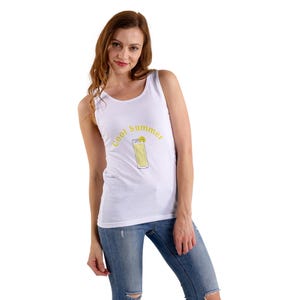 Women&#39;s premium organic tank top. Summer top with a cool print. Tank top made of organic cotton.