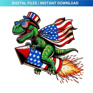 Amerisaurus Rex SVG, Dinosauro del 4 luglio PNG, Regalo patriottico, Maglietta con dinosauro, Divertente 4 luglio SVG, Giorno dell'Indipendenza SVG, Sublimazione