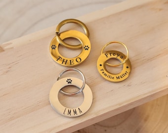 Personalisierte Hundemarke aus Edelstahl "Donut" - Namensschild rund - Hund, Welpe & Katze