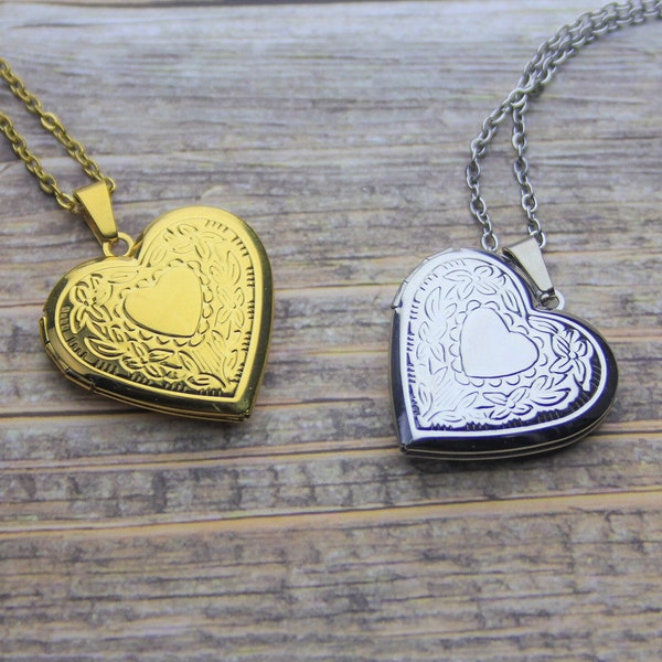 Collana con medaglione a cuore 18K con foto, medaglione a cuore grande, collana con medaglione vintage, fratello, migliore amica, regalo personalizzato per lei, regalo mamma