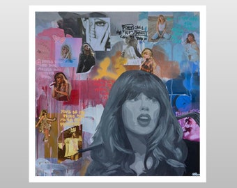 Taylor Swift, Eras Tour, Monochromatic, Album Cover Art, Pop Art, Acrylic Portrait Painting, Fine Art Matte Print