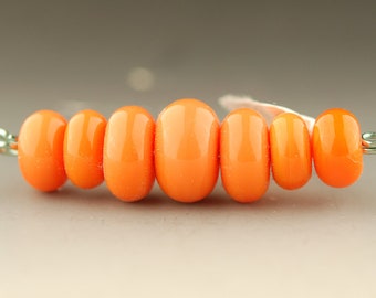 Orange Handmade Lampwork Glass Bead Set - Artisan - Flamework