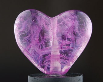 Swirl Purple Heart Focal Handmade Glass Lampwork Bead by Lara