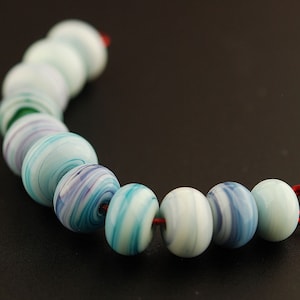 Caribbean Blue Swirls Handmade Lampwork Bead Set by Lara image 1