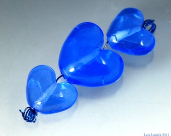 Handmade Lampwork Glass Beads - BLUE VALENTINE