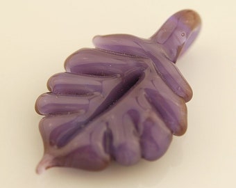 Purple Boro Glass Leaf Pendant by Lara - Flamework Pendant - Lampwork Pendant - Jewelry Supplies