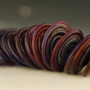 Dark Purple Lampwork Disc Bead Set by Lara - sra disk glass beads