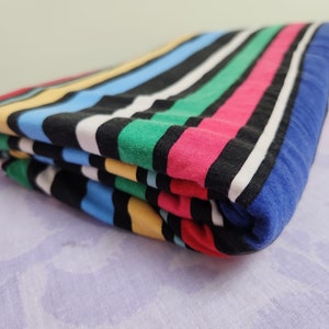 Rainbow Horizontal Stripe Jersey Fabric