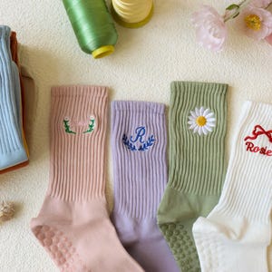 Custom Yoga Pilates Socks with your name,text,logo, Personalised Women’s Socks, Non Slip Trainer socks, Personalized Socks for Yoga lovers