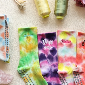 Custom Tie Dye Yoga Pilates Socks with your name,logo,Personalised Women’s Socks, Non Slip Trainer socks, Personalized Socks for Yoga lovers