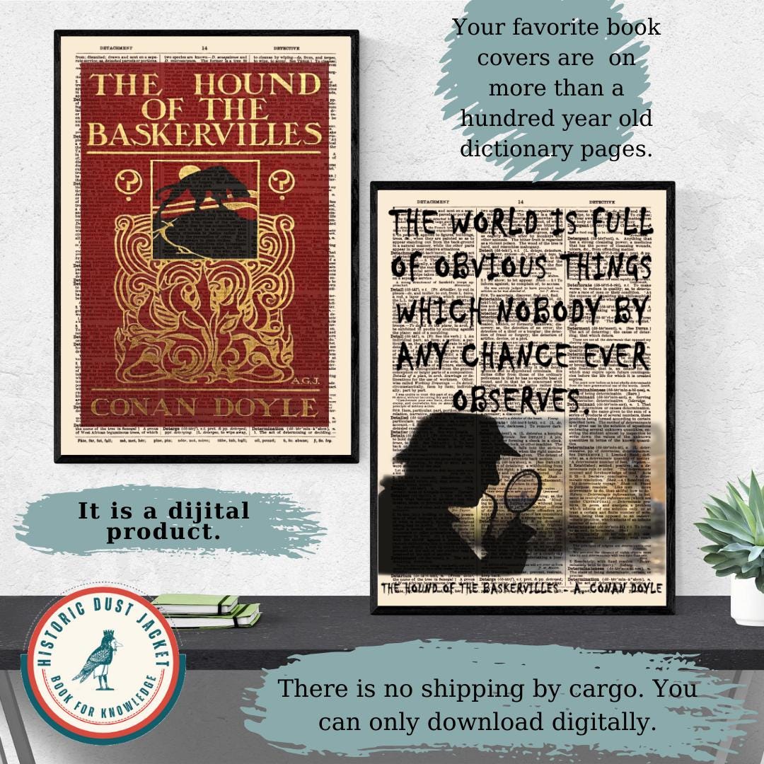 Printable 'the Hound of the Baskervilles' Book Cover Art, Vintage Book ...
