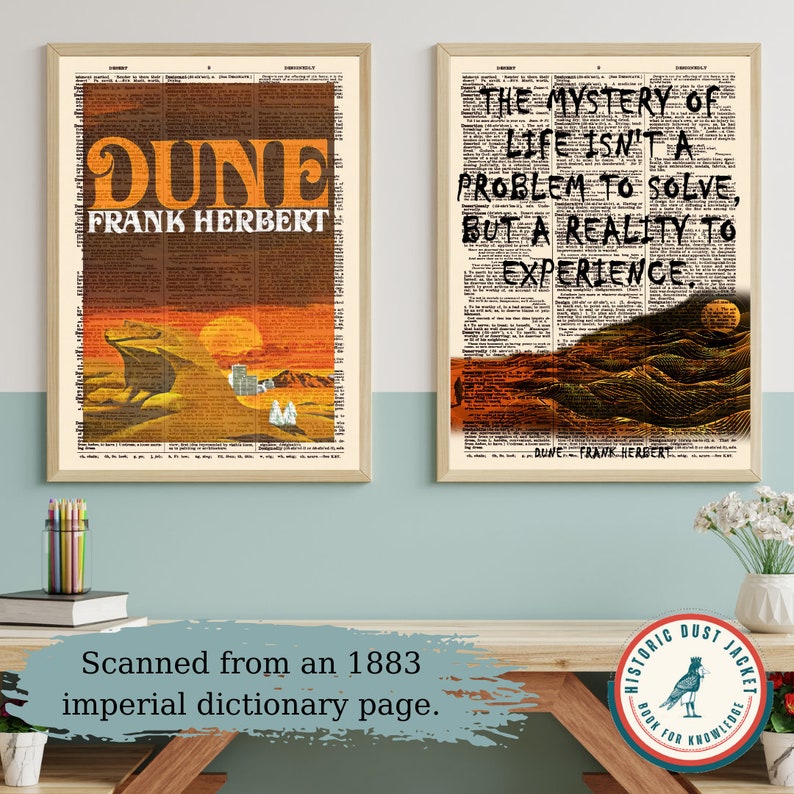 Printable 'dune' Book Cover Print on Vintage Dictionary Page, Dune Book ...