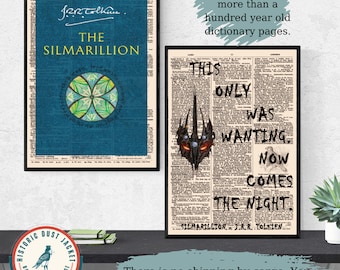 Printable 'Silmarillion' Book Cover Art, Vintage Book Cover,  J R R Tolkien Poster Print, Book Lover Gift