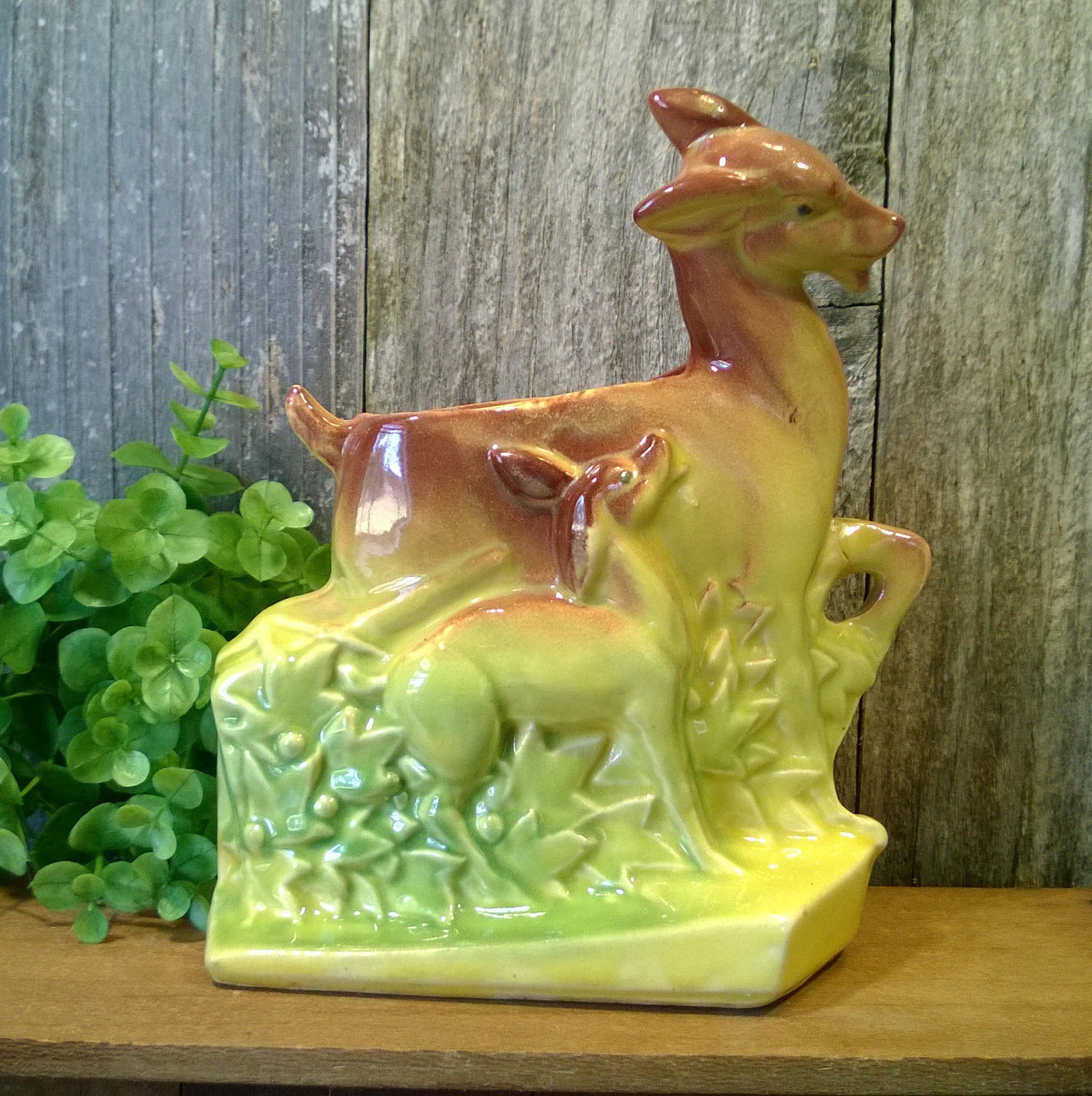 Vintage Mccoy Deer and Doe Planter Etsy