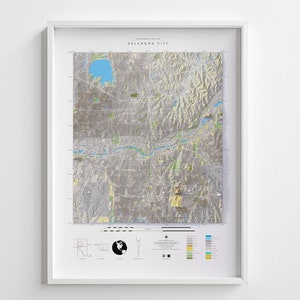 Topographie d'Oklahoma City, relief ombragé très détaillé de 61 x 81 cm, impression de carte d'altitude avec impression 3D d'Oklahoma City, Oklahoma